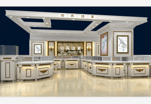 Custom Modern Style Jewelry Display Showcase Kiosk For Shopping Mall