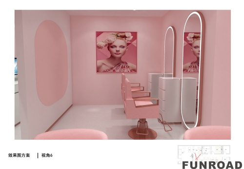 Luxury Nail Store Display Furniture Modern Pink Nail Table Display Shelf For Sale