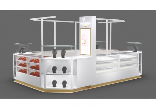 Professional Custom New Design Jewelry Glass Display Kiosk White Jewelry Counter For Sale 