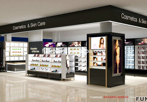 High End Design Cosmetic Store Display Furniture Black Display Shelves For Sale 