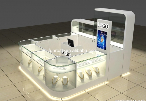 Creative design shopping mall jewellery kiosk retail glass jewelry kiosk 