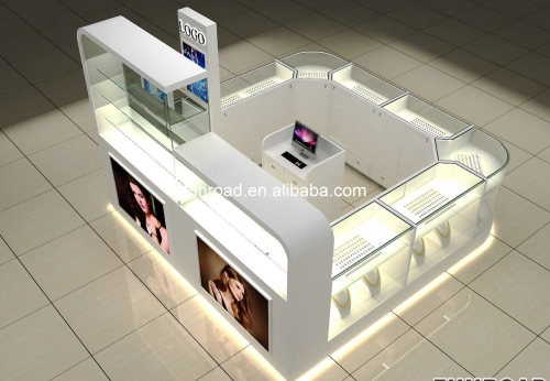 Creative design shopping mall jewellery kiosk retail glass jewelry kiosk 