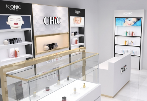 Luxury Brand Cosmetic Interior Display Furniture Retail Makeup Shop Display Cabinets For Sale