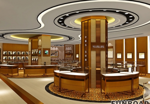Luxury Jewelry Shop Interior Design Gold Jade Jewelry Display Counter Jewelry Shop Design