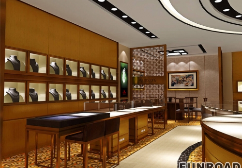 Luxury Jewelry Shop Interior Design Gold Jade Jewelry Display Counter Jewelry Shop Design