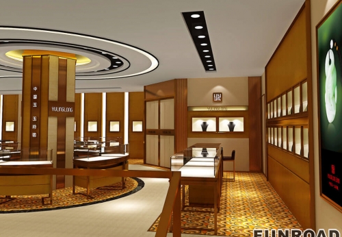 Luxury Jewelry Shop Interior Design Gold Jade Jewelry Display Counter Jewelry Shop Design