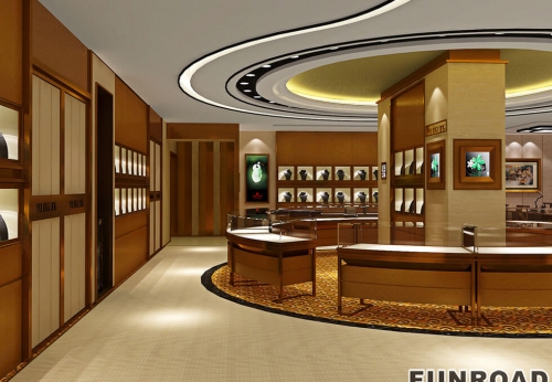 Luxury Jewelry Shop Interior Design Gold Jade Jewelry Display Counter Jewelry Shop Design