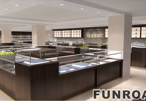 Luxury Big Jewelry Store Display Showcase Durable Jewelry Glass Display Counter Manufacturer