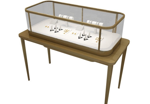 Custom High-End Metal Jewelry Store Display Furniture LED Light Glass for Showcase Varnish Surface Treatment Direct Factory
