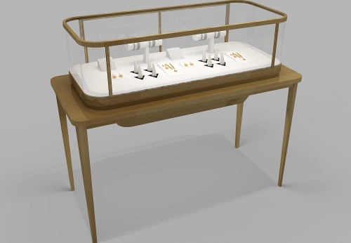 Custom High-End Metal Jewelry Store Display Furniture LED Light Glass for Showcase Varnish Surface Treatment Direct Factory