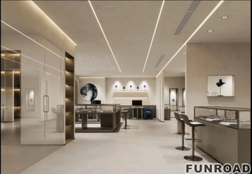 Funroad Customized Deign Jewelry Store Luxury Jewelry Display showcase for Jewelry Shop