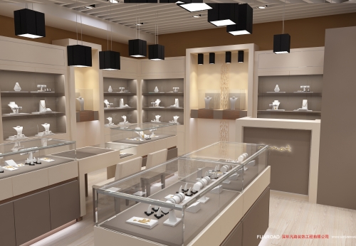Custom Retail Jewelry Kiosk Showcase Commercial Luxury Glass Design for Necklace Earring Ring Silver LED Lighting for Mall Use