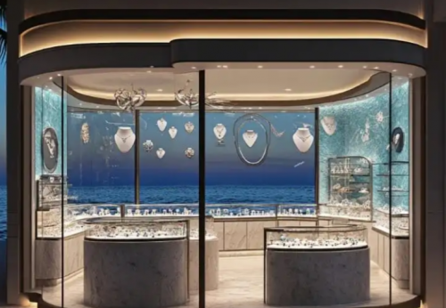 Funroad Glass Counter Display Jewelry Showcase Metal Stand Displays for Shop Jewelry Showcase Display Cabinet