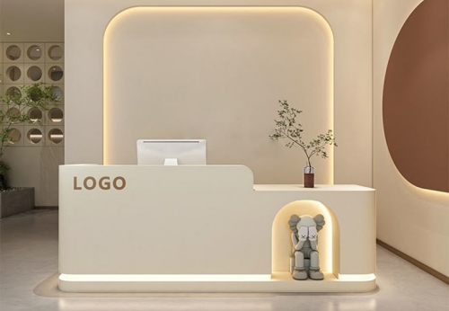 Customizable MDF Modern White Reception Desk LED Light Salon Front Desk with Unique Size and Design