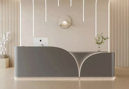 Customizable MDF Modern White Reception Desk LED Light Salon Front Desk with Unique Size and Design