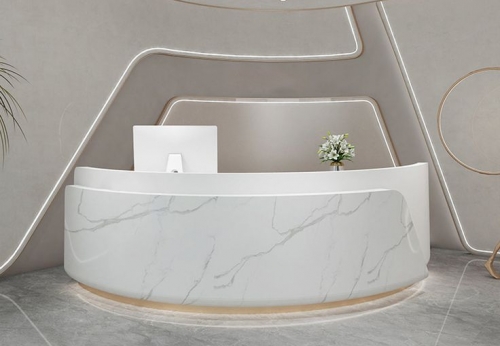 Customizable MDF Modern White Reception Desk LED Light Salon Front Desk with Unique Size and Design