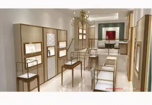 Customized Hot Jewelry Shop Retail Display Table Wooden Solid Wood and Aluminium Vitrine Model for Jewelry