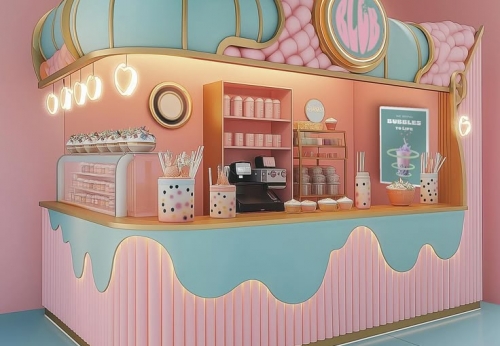 Customized Modern LED Lighting Candy Store Decoration Unique Food Kiosk Design for Showroom Retail Store Sale
