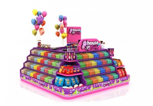 Customized Modern LED Lighting Candy Store Decoration Unique Food Kiosk Design for Showroom Retail Store Sale