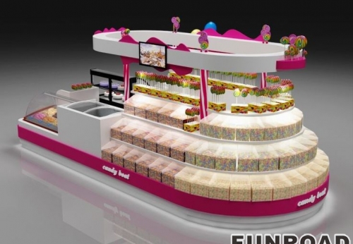 Customized Modern LED Lighting Candy Store Decoration Unique Food Kiosk Design for Showroom Retail Store Sale