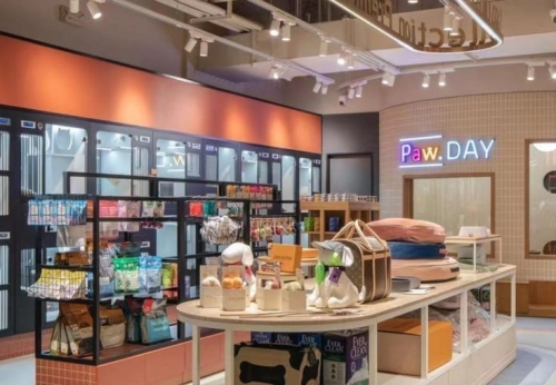 Customized Modern Retail Pets Store Interior Design Fitout Layout Dog Display Shelf Pet Shop Showcase for Pets Clothing Food