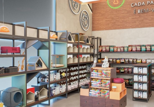 Customized Modern Retail Pets Store Interior Design Fitout Layout Dog Display Shelf Pet Shop Showcase for Pets Clothing Food