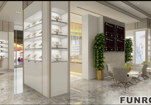 Funroad Hot Sale Jewelry Showcase Custom Design Jewelry Furniture Jewellery Display Cabinet 3d Design for Jewelry Store