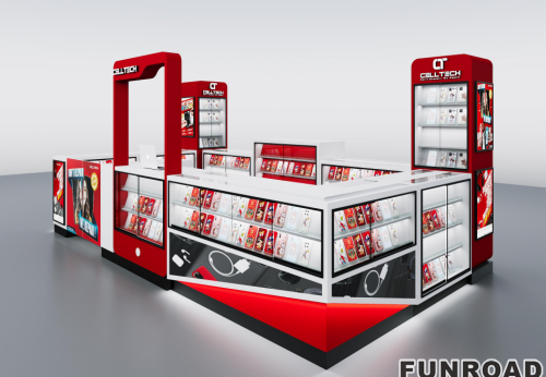 Custom Mobile Phone Kiosk Glass Cabinet Cell Phone showcase Kiosk