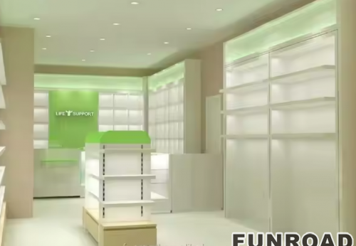 Funroad Modern Pharmacy Display Showcase with LED Light Hot Commercial Furniture for Shop Interior Decoration