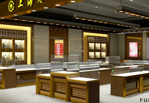 Custom Gold Aluminium Necklace Bar Counter Furniture Fine Jewelry Store Display Glass Lockable Showcase Kiosks for Mall