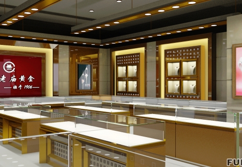 Custom Gold Aluminium Necklace Bar Counter Furniture Fine Jewelry Store Display Glass Lockable Showcase Kiosks for Mall