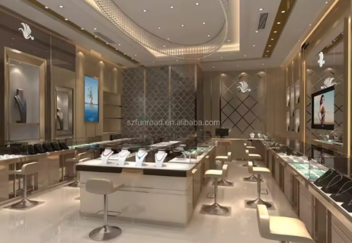 Funroad Jewelry showcase Small Cabinet Mdf Jewelry Shop Counter Design Jeweliery Store Cabinet