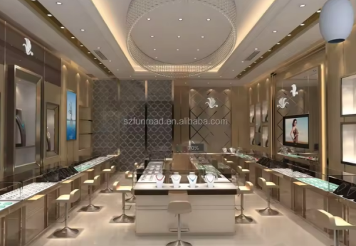 Funroad Jewelry showcase Small Cabinet Mdf Jewelry Shop Counter Design Jeweliery Store Cabinet