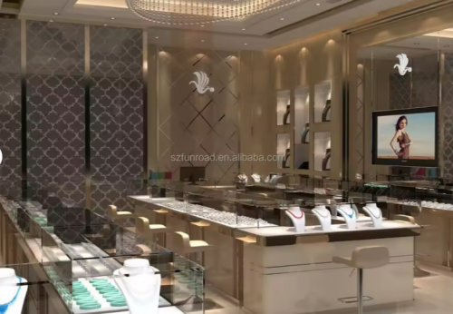 Funroad Jewelry showcase Small Cabinet Mdf Jewelry Shop Counter Design Jeweliery Store Cabinet