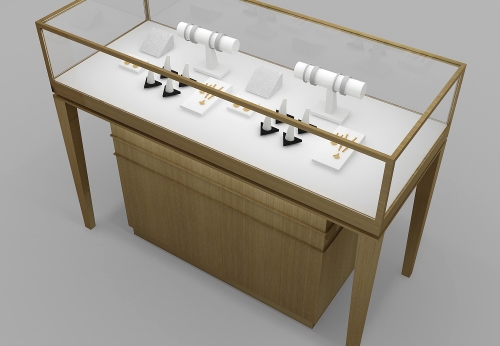 Custom Modern High-End Luxury Gold Jewelry Store Furniture Stainless Steel Design LED Lighting for Showroom Jewelry Showcase