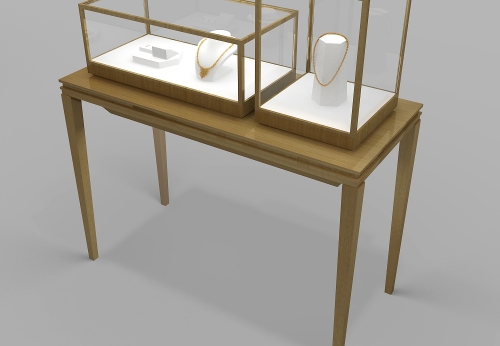 Custom Modern High-End Luxury Gold Jewelry Store Furniture Stainless Steel Design LED Lighting for Showroom Jewelry Showcase