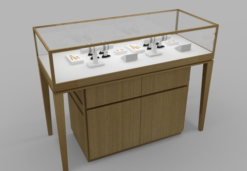 Custom Modern High-End Luxury Gold Jewelry Store Furniture Stainless Steel Design LED Lighting for Showroom Jewelry Showcase