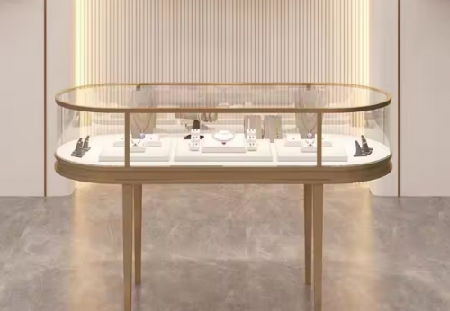 Customized Strong Glass Display Cabinet Jewelry Boutique Display Cabinet Counter Display Luxury Jewelry Showcase