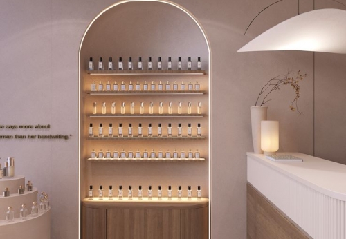 High-End Luxury Makeup Beauty Shop Display Cabinet Furniture Iron Perfume Display Shelves LED Light Retail Store Shopping Mall