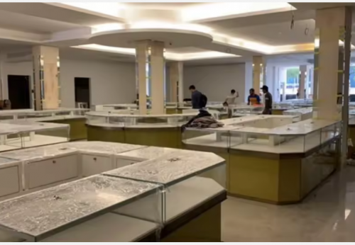 Modern Fashion Jewelry Store Design High End Cabinet Display Wall Shop Renovation Showroom Layout Interior Custom