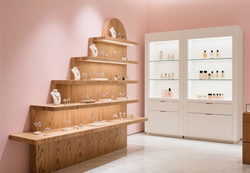 High-End Luxury Makeup Beauty Shop Display Cabinet Furniture Iron Perfume Display Shelves LED Light Retail Store Shopping Mall