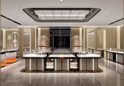 Modern High-End Luxury Jewelry Store Showcase Custom ACryl and Metal Watch Display Case with LED Light for Mall Usage