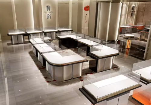 Modern High-End Luxury Jewelry Store Showcase Custom ACryl and Metal Watch Display Case with LED Light for Mall Usage