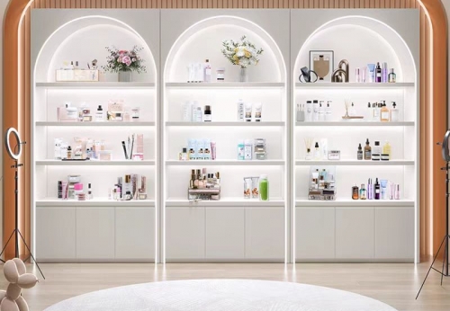 LED Light Nail Makeup Display Cabinet for Cosmetics Varnished Skin Care Products Beauty Salon Display