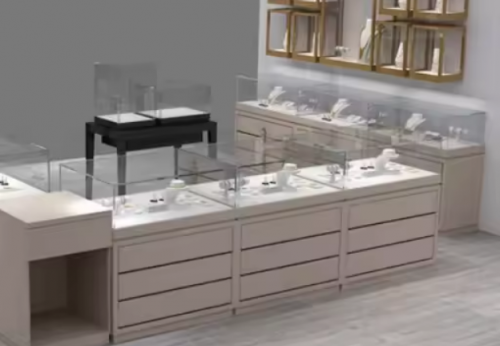 Funroad Mall Portable Jewelry Showcase Kiosk Cabinet Black and White for Mobile Shopping