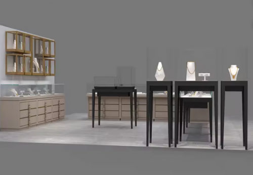 Funroad Mall Portable Jewelry Showcase Kiosk Cabinet Black and White for Mobile Shopping