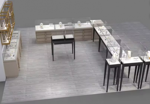 Funroad Mall Portable Jewelry Showcase Kiosk Cabinet Black and White for Mobile Shopping