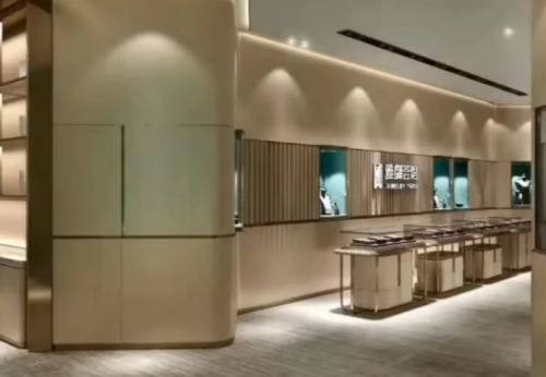 Funroad Modern Luxury Wooden Jewelry Store Showcase Interior Design Glass Jewelry Display Furniture for Shopping Malls