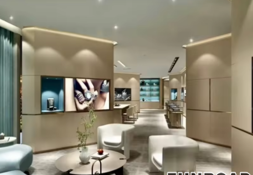 Funroad Modern Luxury Wooden Jewelry Store Showcase Interior Design Glass Jewelry Display Furniture for Shopping Malls
