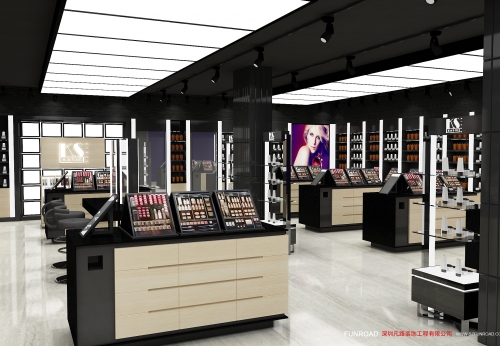 Fashionable Makeup Glass Cosmetic Display Counter Professional Metal MDF Store Cabinet Furniture Stylish Showcase for Cosmetic